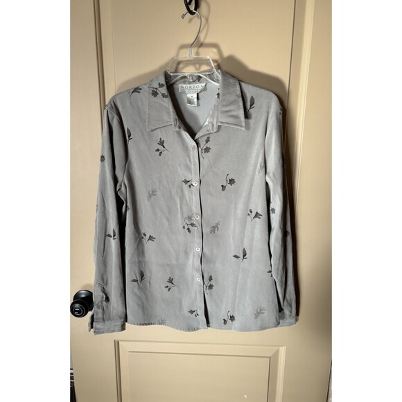 Norton McNaughton Woman Green L/S Button up Collared Shirt Leaves Size 10 Preown - Picture 1 of 5
